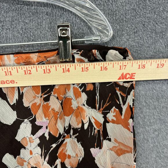 Lauren Ralph Lauren 2 Piece Set Womens 14 Brown Floral Chiffon Ruffle Skirt L - Picture 15 of 16
